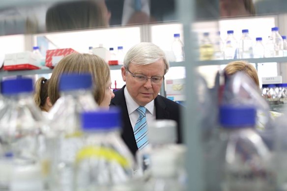 Prime Minister Kevin Rudd visited the Children's Medical Research Institute in Westmead, Sydney.