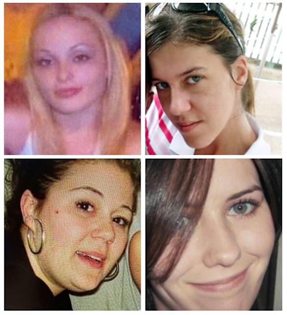 Victims Melissa Barthelemy, top left, Amber Costello, top right, Megan Waterman, bottom left, and Maureen Brainard-Barnes, bottom right.