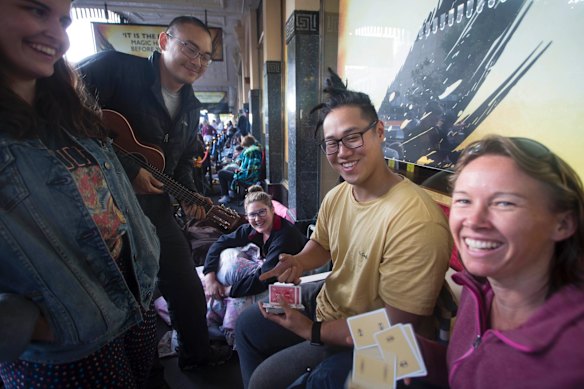 Harry Potter fans queue up outside the Princess Theatre from the early hours of the morning to snap up free tickets to the final stage show dress rehearsals of Harry Potter and the Cursed Child.