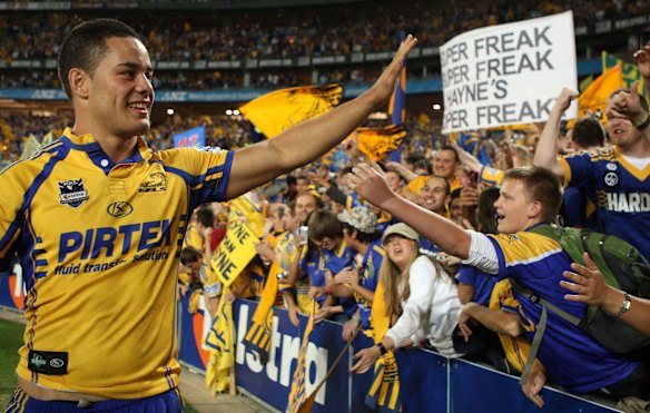 The Hayne Plane: Jarryd Hayne celebrates with Eels fans during the run to the 2009 grand final.