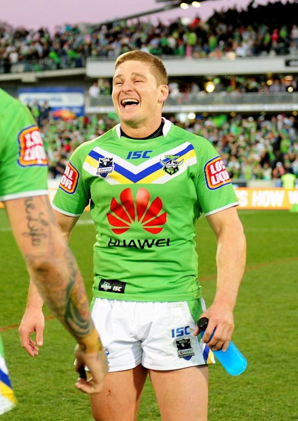 Glen Buttriss celebrates after winning the match.