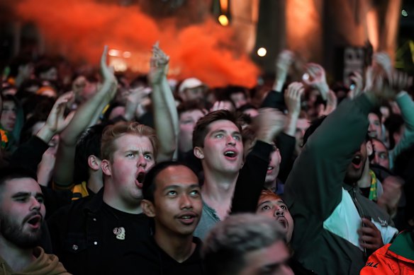 Celebrations in Fed Square, Melbourne.