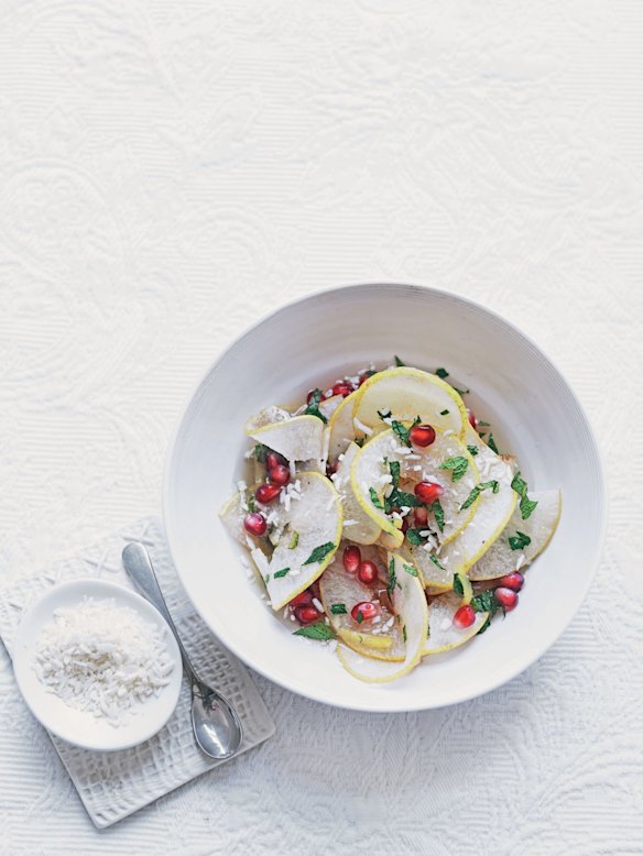 Pears work well in a sweet ribbon salad.