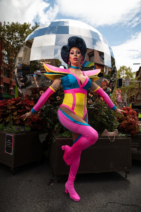 Futuristic style at the open-air celebration.