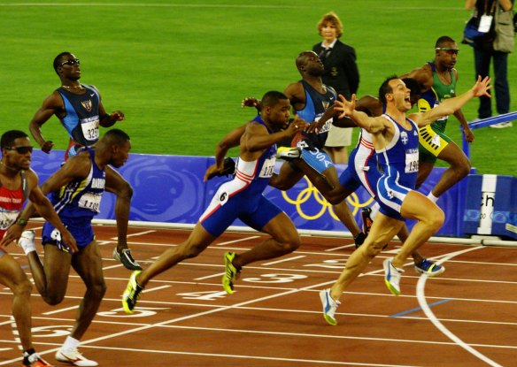 "I couldn't believe I had won it, but I didn't come here to lose." Konstantinos Kenteris wins the men's 200-metre sprint on September 28, 2000.