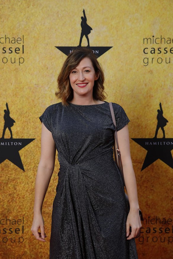 Celia Pacquola attends the Melbourne premiere Hamilton at Her Majesty's Theatre on March 24, 2022 in Melbourne, Australia.