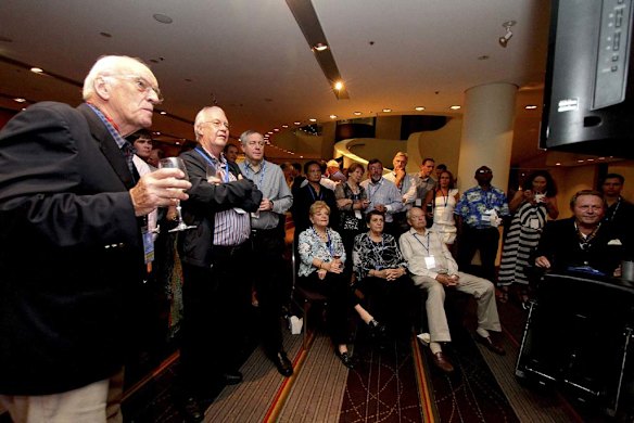 LNP faithfull wait at the election party at the Hilton. Photo: Michelle Smith