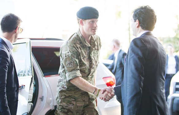 Prince Harry arrives at Macquarie University Clinic.   Photo by Edwina Pickles. 7th May 2015.