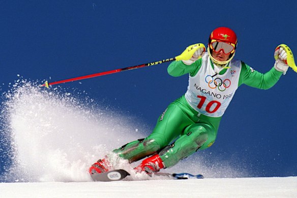 Australia's Zali Steggall on her way to winning bronze in Nagano in 1998.