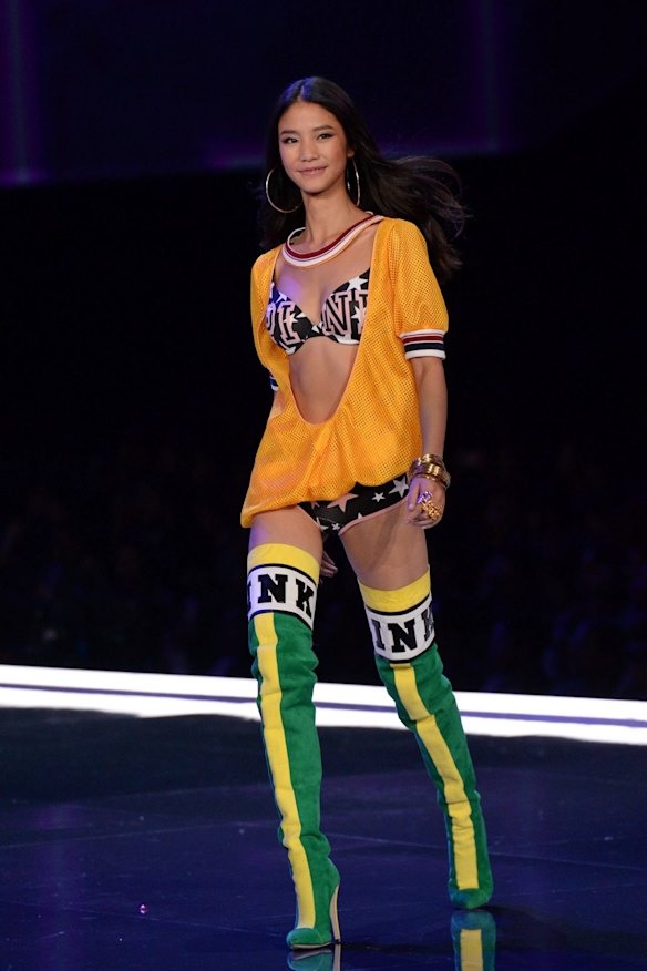 Xiao Wen Ju on the catwalk for the Victoria's Secret Fashion Show.