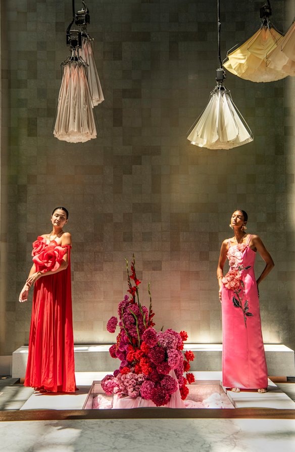 Chinese-Australian designer Leo Lin has created a collection for the Lunar New Year. He moved to Sydney from Dalian, China, in his teens, and honouring the holiday is a natural part of the brand’s DNA. Models wear pieces from the collection in this photo.