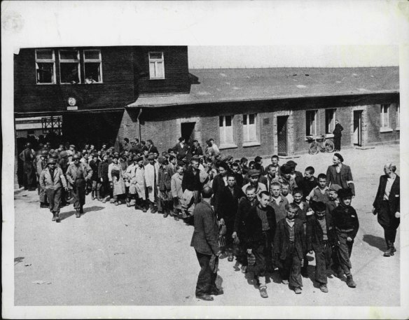 Prisoners at Buchenwald Concentration Camp, where Joe Bertony worked on weapons production.
