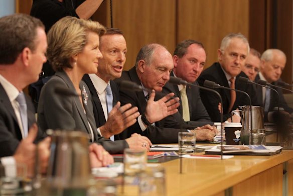 Opposition Leader Tony Abbott meets with his shadow cabinet at Parliament House in Canberra on Thursday 27 June 2013.