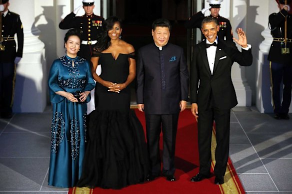 Madame Peng Liyuan, Michelle Obama, Chinese President Xi Jinping and US President Barack Obama in September 2015.