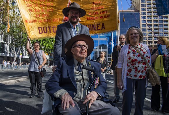 103 year old Collins. Anzac Day March, Sydney, 2019.