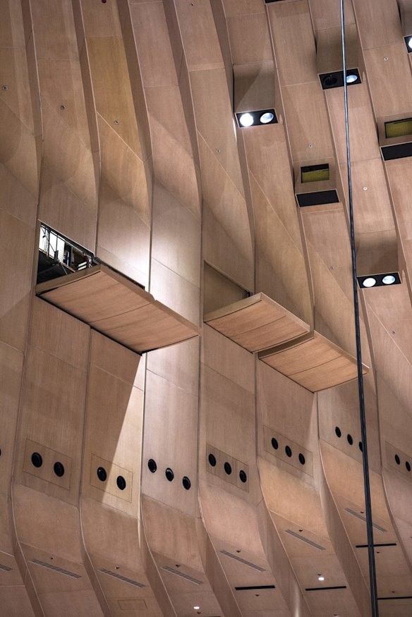 New acoustic panels in the upgraded Concert Hall.
