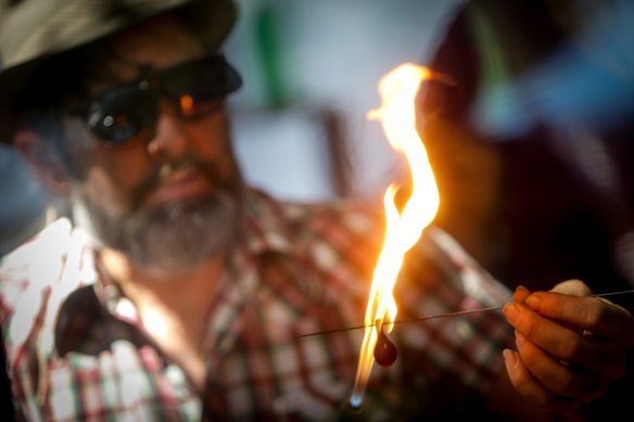 The Lost Trades Fair at Kyneton Racecourse, Jess Fisher, glass artist.