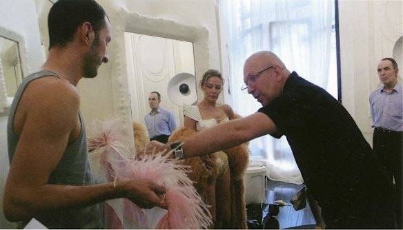 Kylie Minogue and Jean Paul Gaultier during a fitting session at Maison Jean Paul Gaultier in Paris 2009.