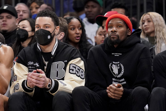 Ben Simmons (left) did not play a game with Kevin Durant last season and will not get the chance to with Durant wanting out of the Brooklyn Nets.