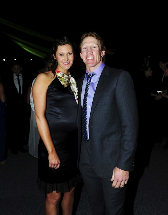 Meninga Medal presentation night at the AIS Arena in Canberra. Former Raider Alan Tongue with wife Katie.
