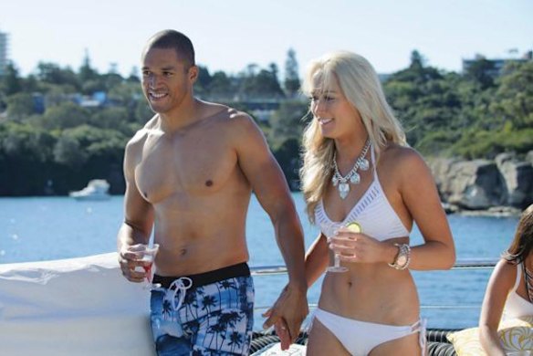 Boardshorts and bikinis: Blake pulls Rachel away from group date.