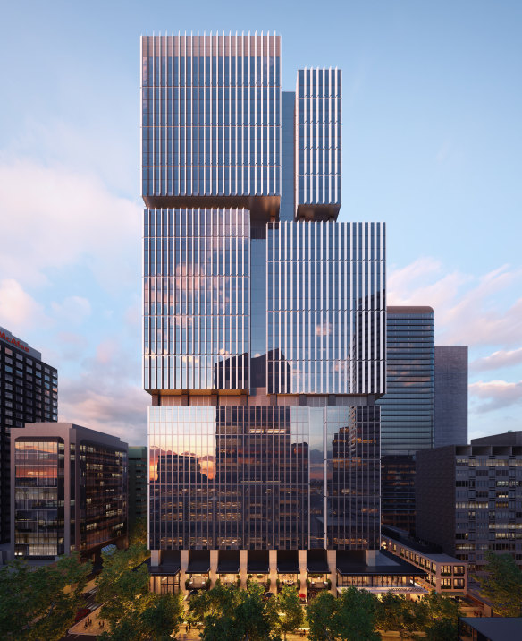 Render of the $1.2 billion Victoria Cross Station tower at North Sydney being developed by Lendlease.