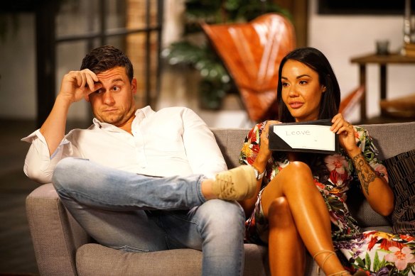 Jilted husband Ryan Gallagher is put in the hot seat by his television "wife", Davina Rankin, on the last season of Married At First Sight.