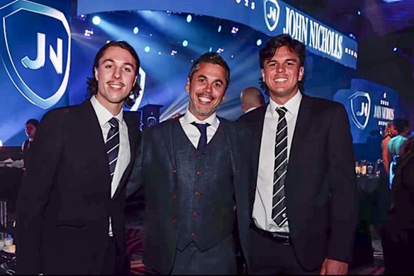 A photo posted on Instagram by Ben Hollands (centre) with his sons Ollie (left) and Elijah (right).