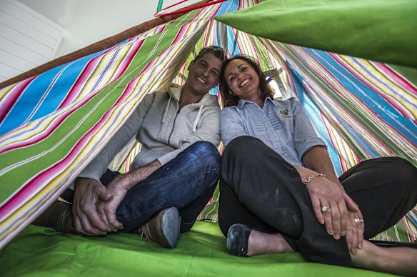 Education & Childcare is opening Canberra's first prestige Childcare Centre in Turner. Owners Stephen and Jane Matthews (in the tee-pee).