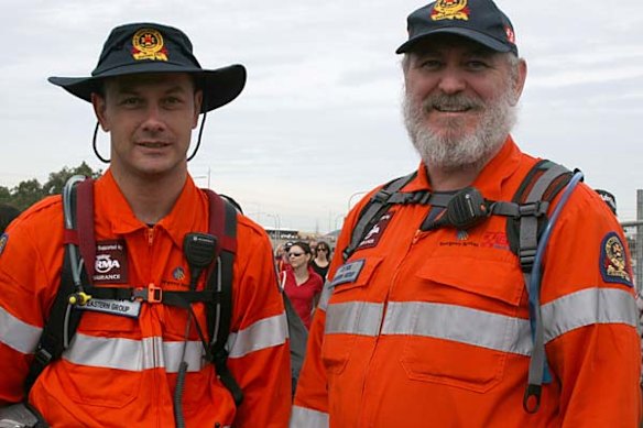 SES volunteers Clyde Anderson and Matthew Graham.