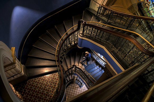 The usually busy Queen Victoria Building is quite with only a few shops open due to the coronavirus lockdown.