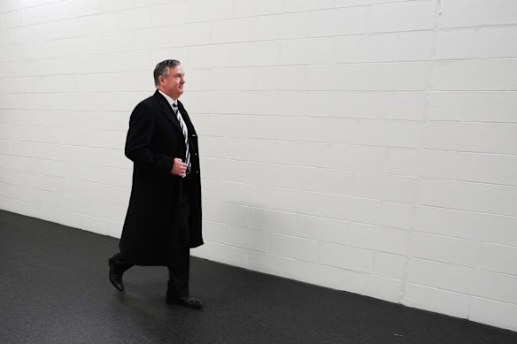 Collingwood president Eddie McGuire walks off dejected after their loss during the 2018 AFL Grand Final match between the Collingwood Magpies and the West Coast Eagles at Melbourne Cricket Ground on September 29, 2018 in Melbourne, Australia. 