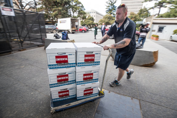 The Andrews government tabled 32 boxes of documents revealing previously secret details of Matthew Guy's dealings as planning minister.