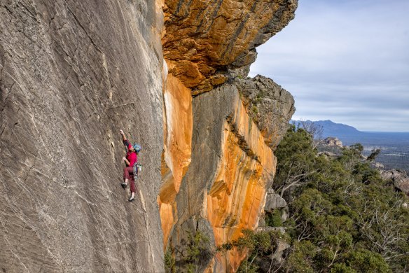This image was supplied to show the low impact of climbing on the Grampians.
