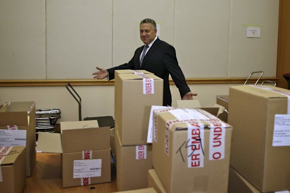 Treasurer Joe Hockey during the Budget lockup press conference in Canberra.