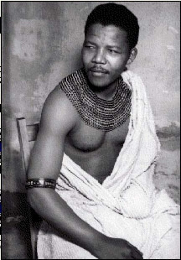 The young Nelson Mandela poses in Xhosa tribal dress Supplied: from the "Apartheid and the History of the Struggle for South Africa"