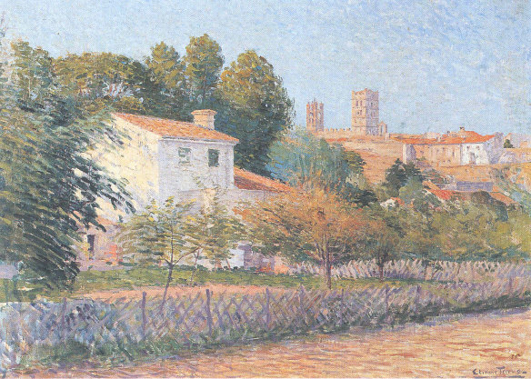 Vue d'Elne, a painting thought to have been painted by French artist  Étienne Terrus around 1900.