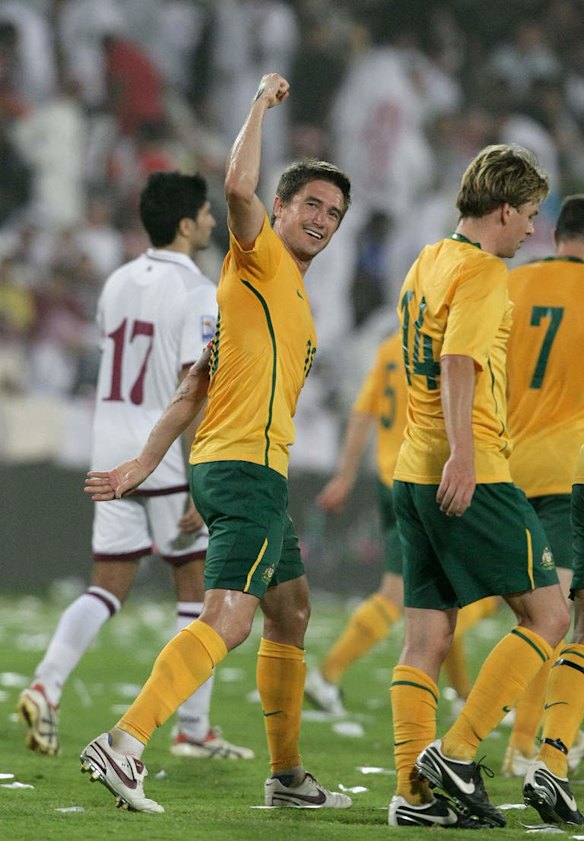 Harry Kewell of Australia celebrates his goal during the 2010 FIFA World Cup qualifying match between Qatar and Australia at Jassim Bin Hamad Stadium on June 14, 2008 in Doha, Qatar.