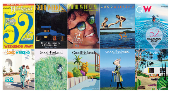 Some of the '52 Weekends Away' covers from throughout the 30 years of publication.