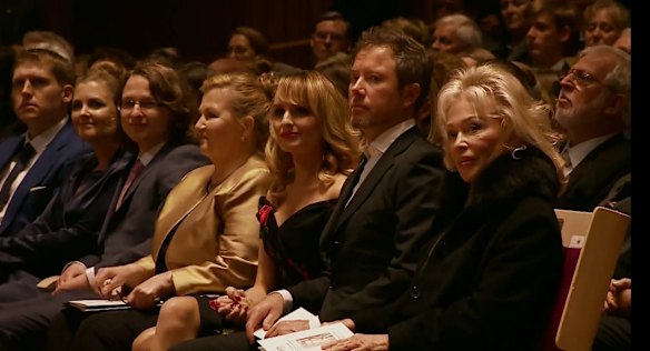 Blanche D'Alpuget seated next to her son Louis Pratt and the rest of the Hawke family.


