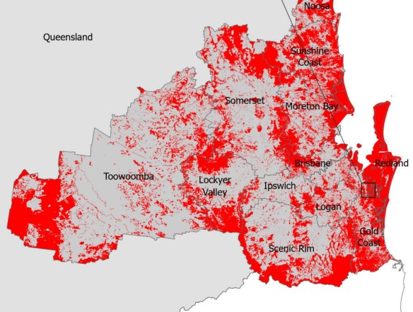 The red zones in the maps are based on national parks and world heritage area boundaries.