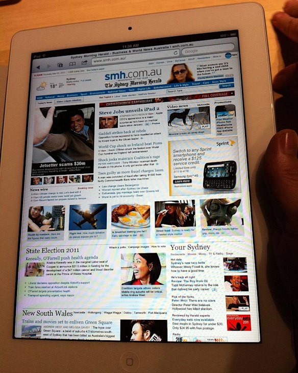 Smh.com.au on the iPad 2.