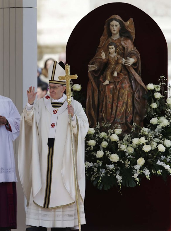 Pope Francis blesses the faithful in St. Peter's Square during his inauguration Mass at the Vatican.