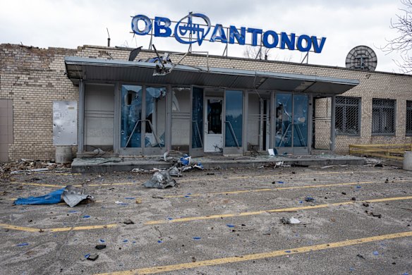 The Antonov airport in Hostomel was heavily damaged during the Russian occupation. 
