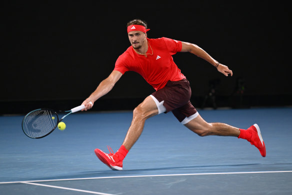 Long and lean: Alexander Zverev has taken the first two sets.