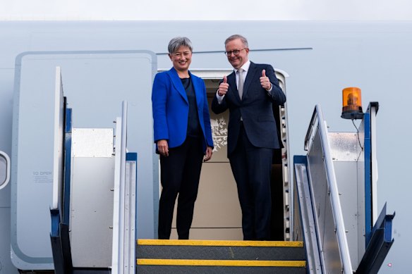 Prime Minister Anthony Albanese and Foreign Affairs Minister Penny Wong board a RAAF plane to fly to Japan for the Quad meeting - the first overseas trip as a new government.