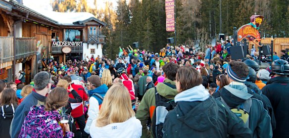 MooserWirt, St Anton, Austria: The MooserWirt is typical ski in, stumble out, dance on tables from mid-afternoon in the sun. There's a DJ and jugs of beers and the usual alpine shots. Be warned, you will have to ski back down to the village once you are done.
