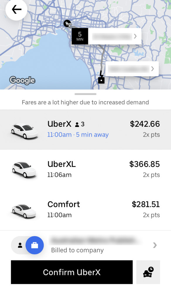 One customer was quoted $242 for a trip from Melbourne’s CBD to the south-eastern suburbs