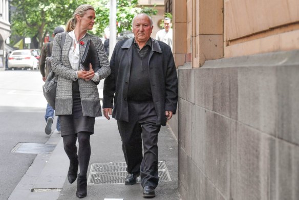 Tom Montalto leaves the Supreme Court in 2017, with his lawyer Alexandra Tighe.