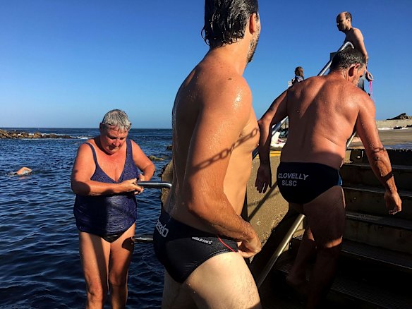 Low tide at Clovelly as locals catch a quick dip after work. 